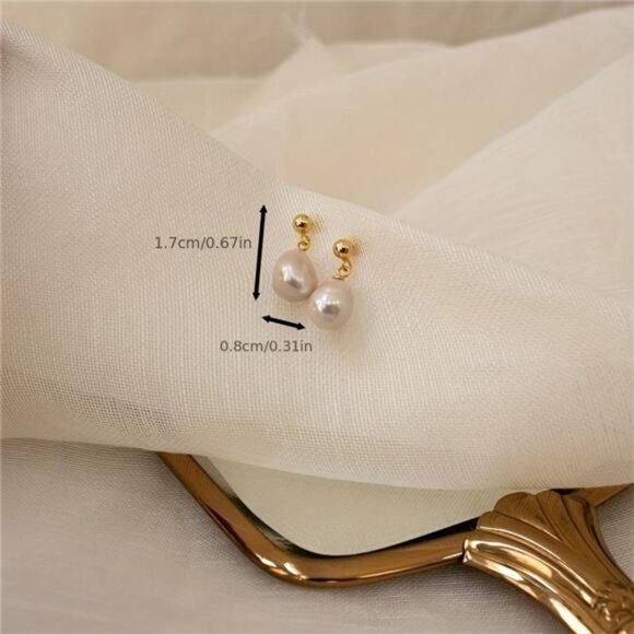 Freshwater Pearl Dainty Baroque Pearl Dangle Earrings Anniversary Gift Birthday - Picture 4 of 8